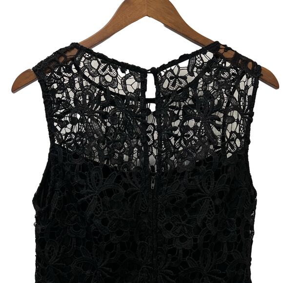 Bisou Bisou Black Lace Overlay Sheath Dress Sleeveless Midi Size 10 - Picture 10 of 13